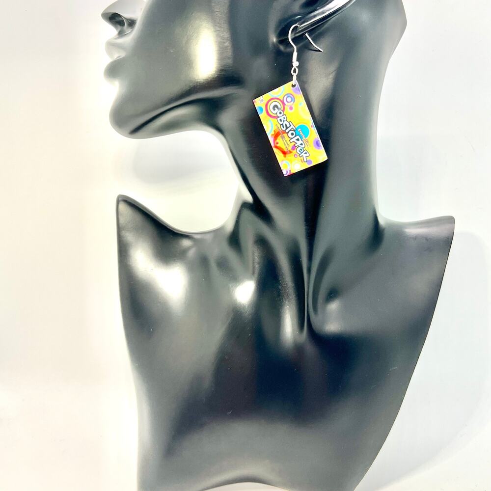 Gobstopper Earrings - Retro Candy Dangle Jewelry - Bright Color Pop Style - Picture 6 of 8